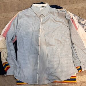 Light Blue Geometric Dress Shirt - Men's Button-Up